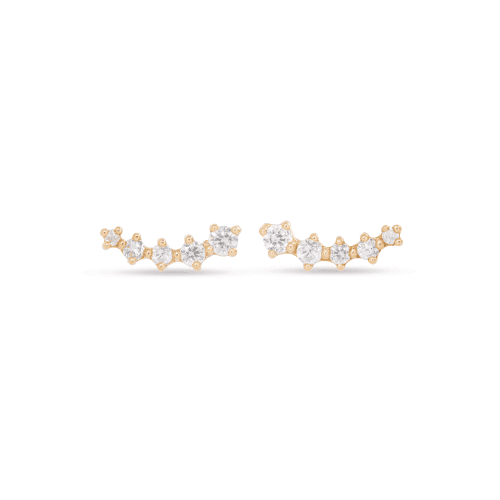 Stone and Strand 10K Yellow Gold Medium Ear to Ear Diamond Curve Studs Front Image