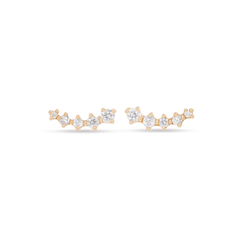 Stone and Strand 10K Yellow Gold Medium Ear to Ear Diamond Curve Studs Front Image