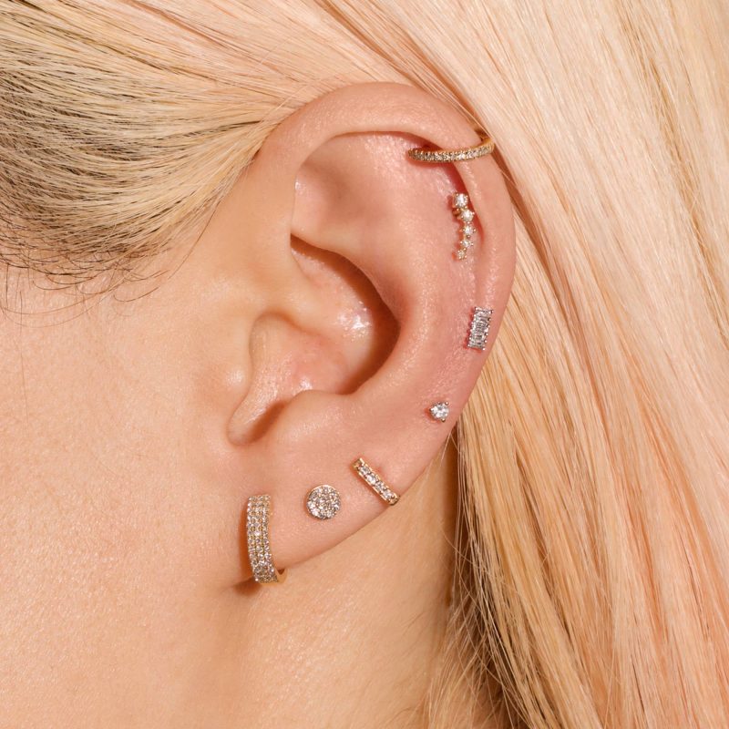 EAR TO EAR DIAMOND CURVE STUDS WEAR IT WITH