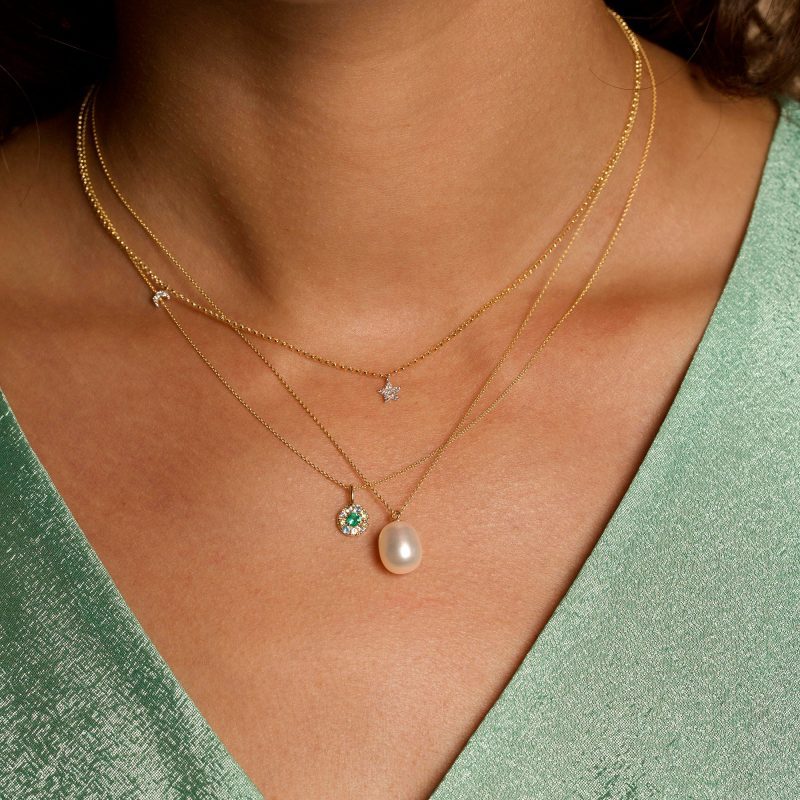 ELLIPTICAL PEARL PENDANT NECKLACE FULL LOOK