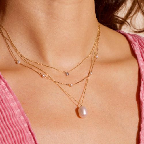 ELLIPTICAL PEARL PENDANT NECKLACE WEAR IT WITH