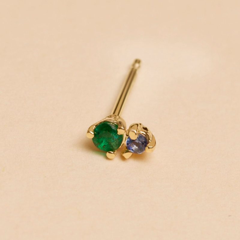 EMERALD AND SAPPHIRE BUDDY STUD EDITORIAL