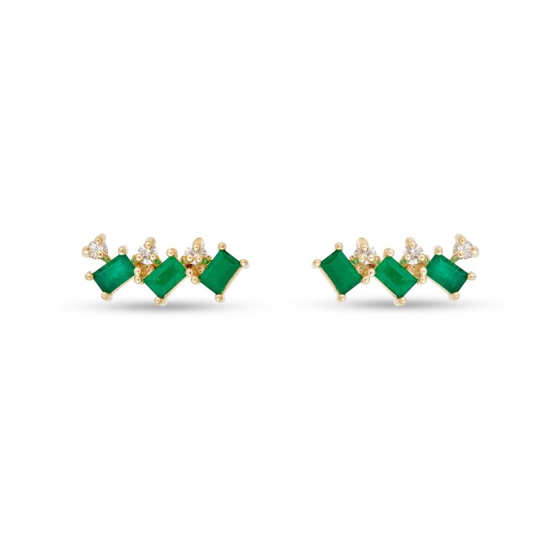 Stone and Strand 10K Yellow Gold Emerald Luxe Cluster White Sapphire Studs Front Image