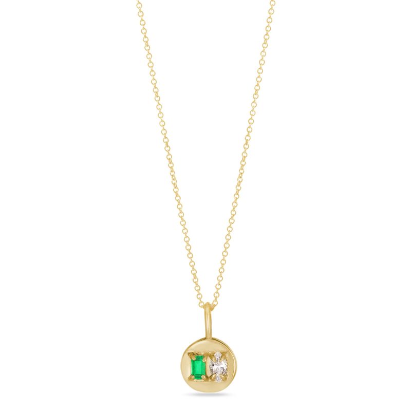 EMERALD LUXE MINI MEDALLION NECKLACE FRONT