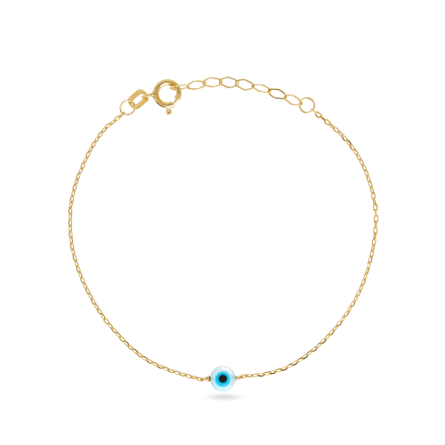 Stone and Strand 10K Yellow Gold Evil Eye Pearl Bracelet Front Image