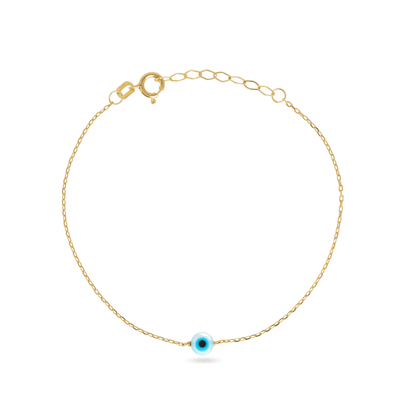 Stone and Strand 10K Yellow Gold Evil Eye Pearl Bracelet Front Image