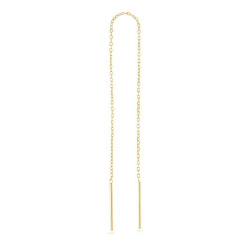 Stone and Strand 14K Yellow Gold Extra Long Gold Threader Earring Front Image