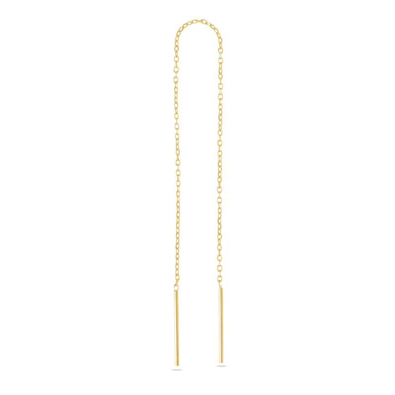 Stone and Strand 14K Yellow Gold Extra Long Gold Threader Earring Front Image