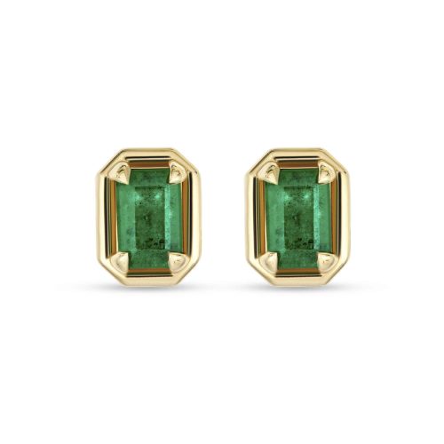 Stone and Strand 14K Yellow Gold Emerald Bonbon Studs Front Image