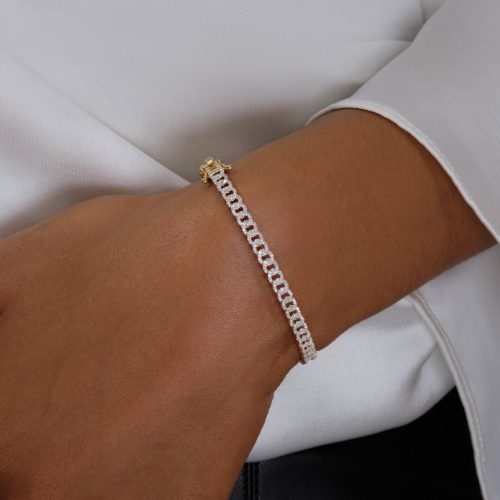 FINE DIAMOND PAVE CHAIN CUFF ON BODY