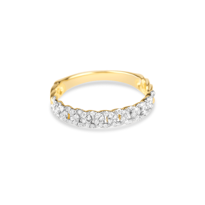 Stone and Strand 10K Yellow Gold Fine Diamond Pave Chain Ring Front Image