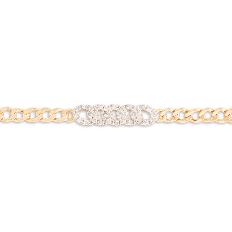 FINE DIAMOND PAVE CURB CHAIN BRACELET FRONT 2