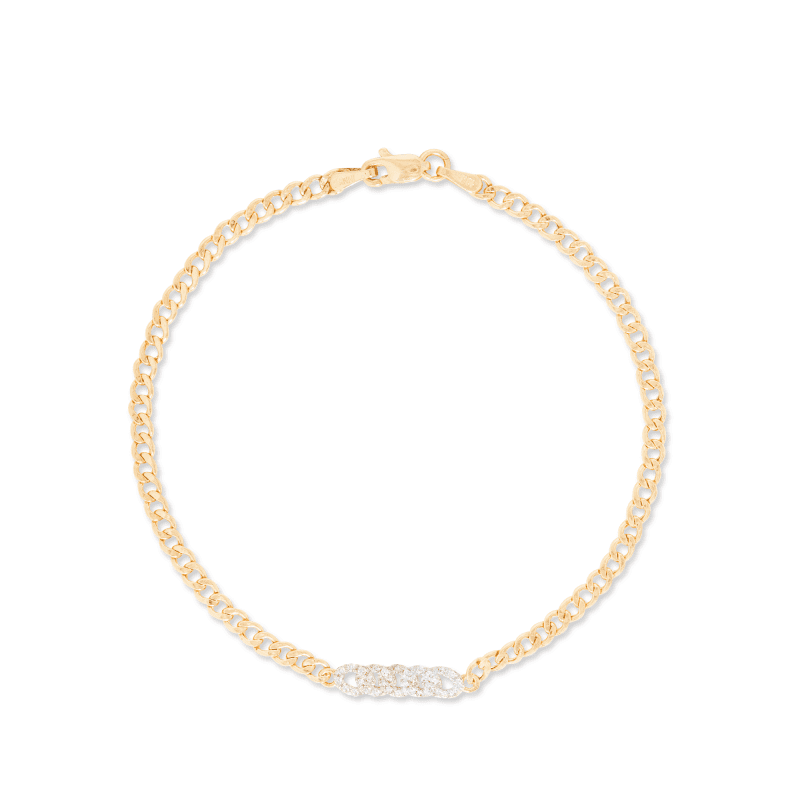 FINE DIAMOND PAVE CURB CHAIN BRACELET FRONT