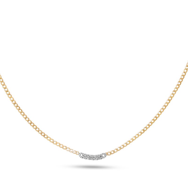 FINE DIAMOND PAVE CURB CHAIN NECKLACE FRONT 2