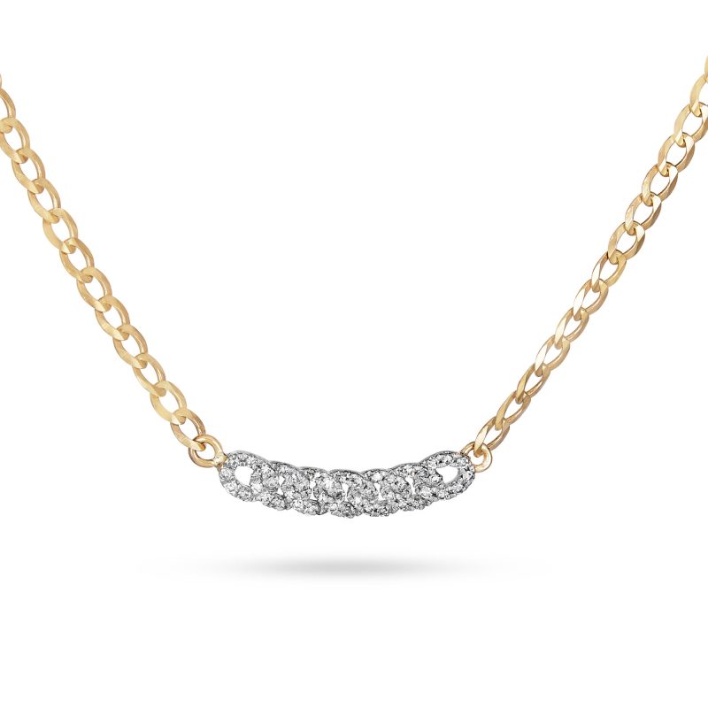 FINE DIAMOND PAVE CURB CHAIN NECKLACE FRONT