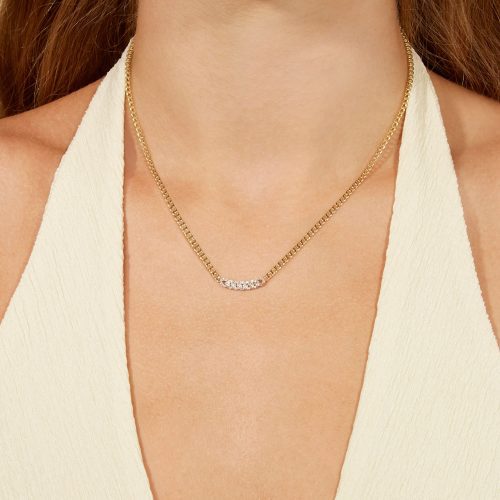 FINE DIAMOND PAVE CURB CHAIN NECKLACE ON BODY