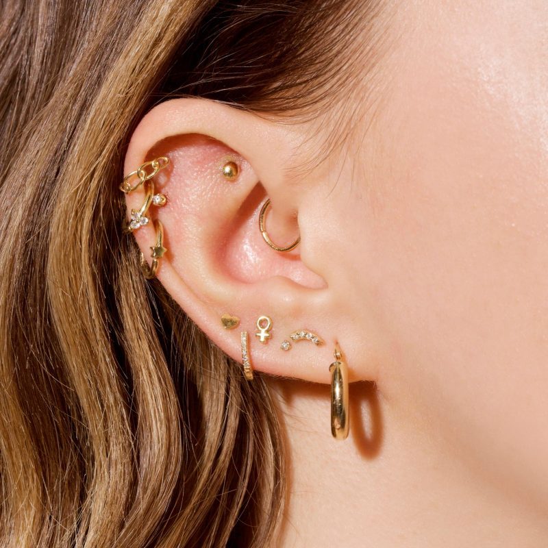 FIXED STARRY PIERCING EARRING FULL LOOK