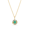 Stone and Strand 10K Yellow Gold Medium Floating Emerald Pendant Necklace Close Up Image