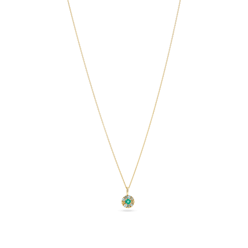 FLOATING EMERALD PENDANT NECKLACE FRONT 2