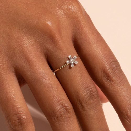 FLOWER POWER DIAMOND RING ON BODY