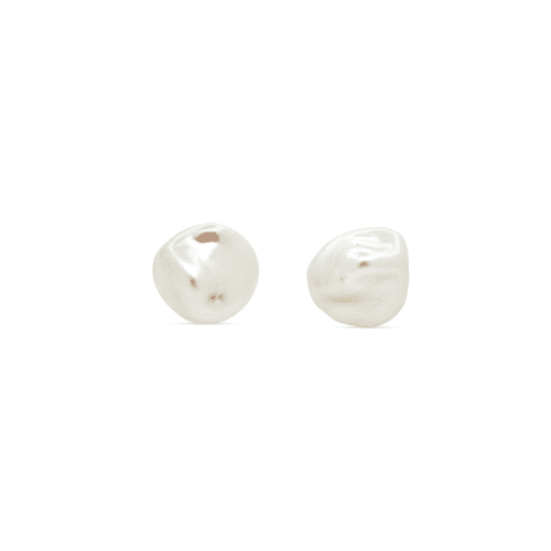 Stone and Strand 14K Yellow Gold Freeform Pearl Studs Front Image