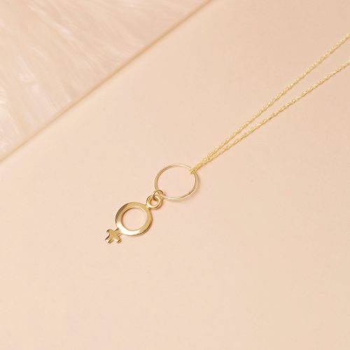 GIRLS SUPPORT GIRLS DOUBLE HOOP CHARM NECKLACE EDITORIAL