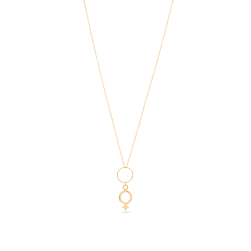 GIRLS SUPPORT GIRLS DOUBLE HOOP CHARM NECKLACE FRONT 2