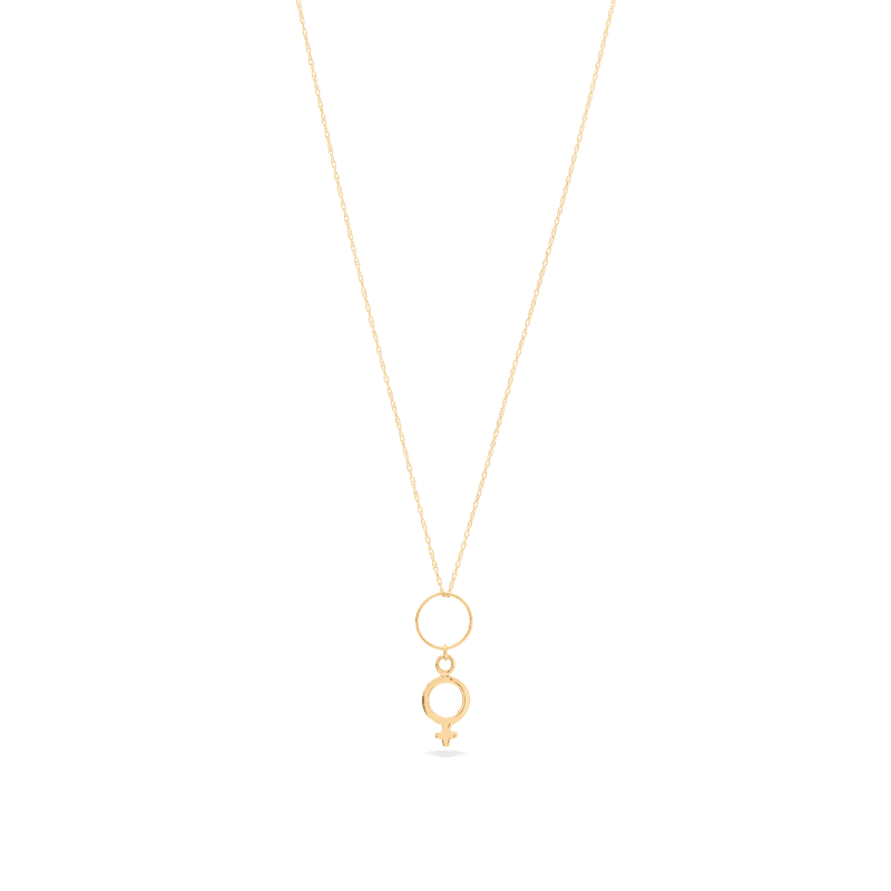 GIRLS SUPPORT GIRLS DOUBLE HOOP CHARM NECKLACE FRONT 2