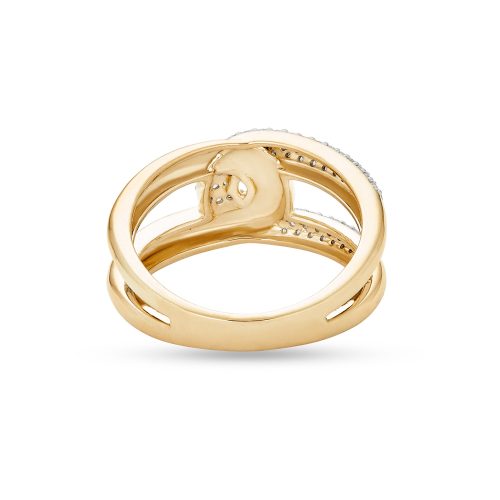 GOLD AND PAVE INTERLOCKED LINK RING REAR