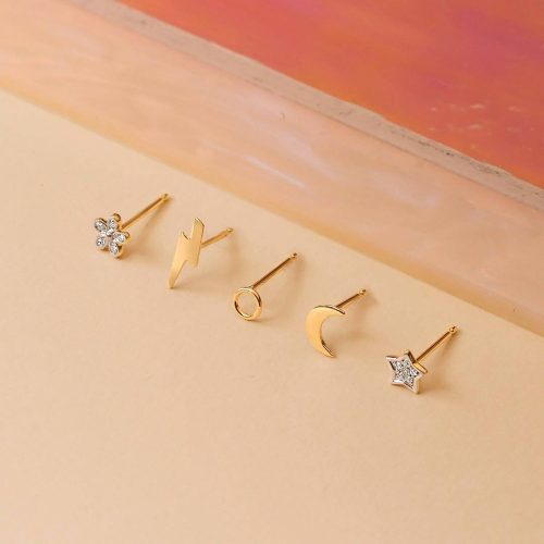 GOLD CRESCENT MOON STUD EDITORIAL COLLECTION 1