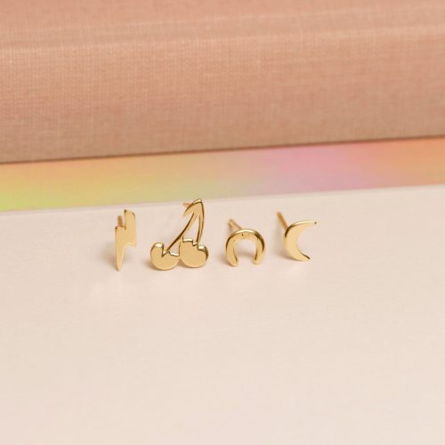 GOLD CRESCENT MOON STUD EDITORIAL COLLECTION 2