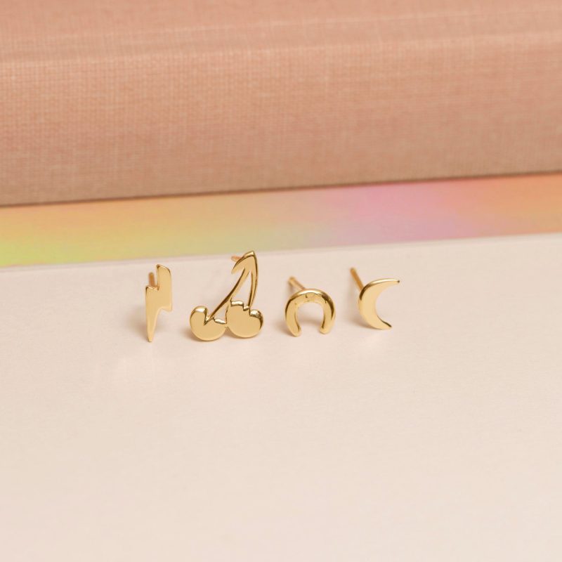 GOLD CRESCENT MOON STUD EDITORIAL COLLECTION 2