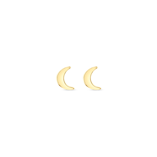 Gold Crescent Moon Stud