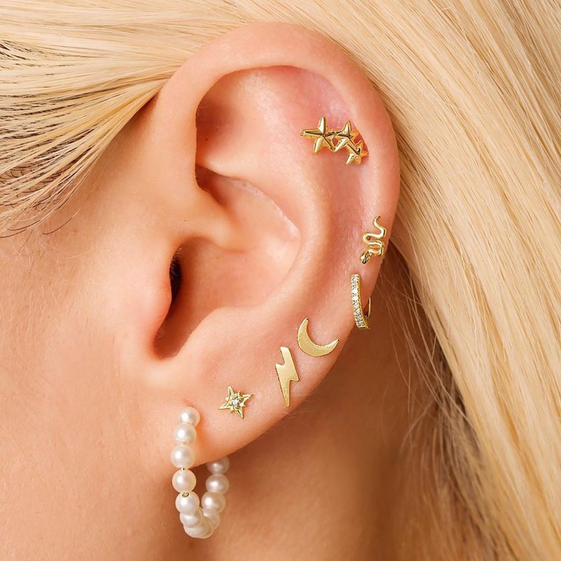 GOLD CRESCENT MOON STUD WEAR IT WITH