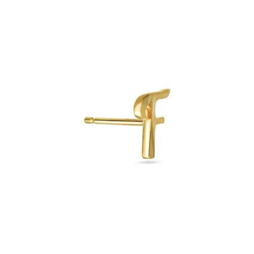 GOLD CURSIVE INITIAL STUD SIDE