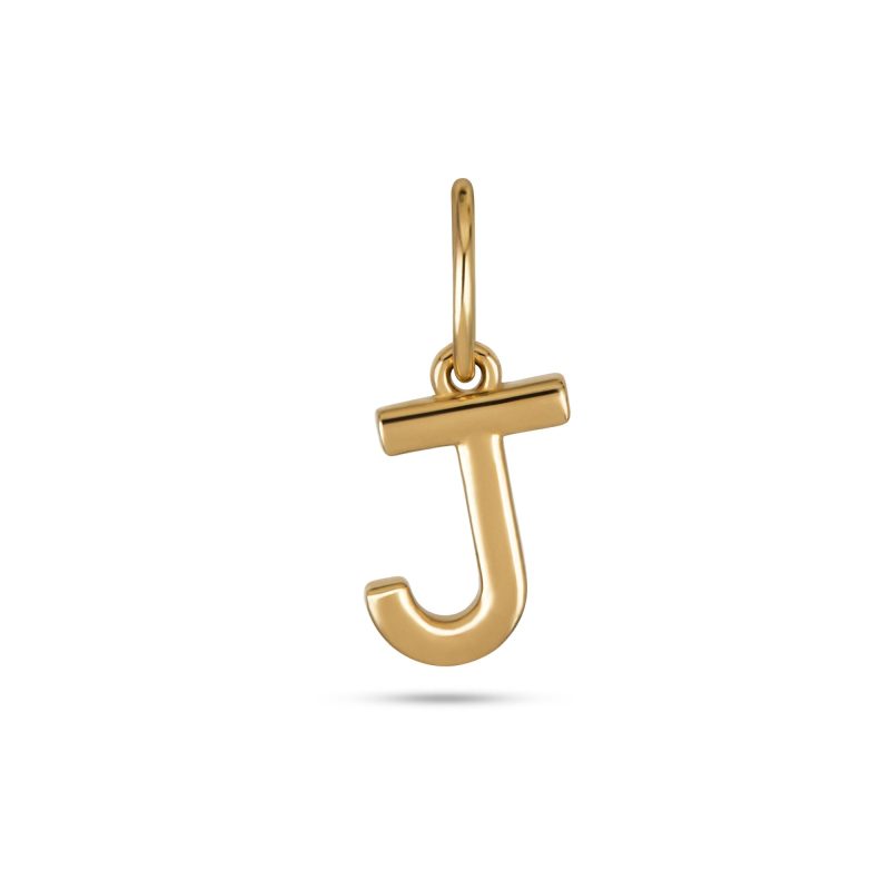 Stone and Strand 14K Yellow Gold Gold Initial Charm J Front Image