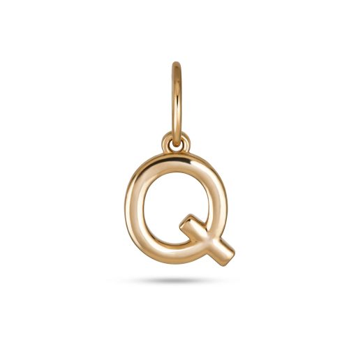 Stone and Strand 14K Yellow Gold Gold Initial Charm Q Front Image