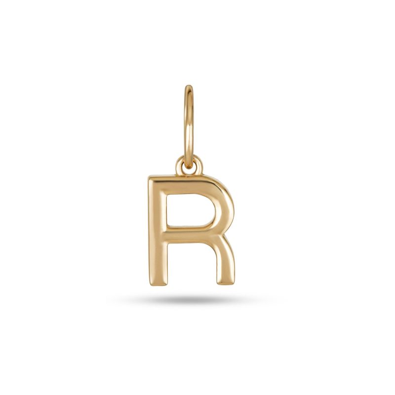 Stone and Strand 14K Yellow Gold Gold Initial Charm R Front Image