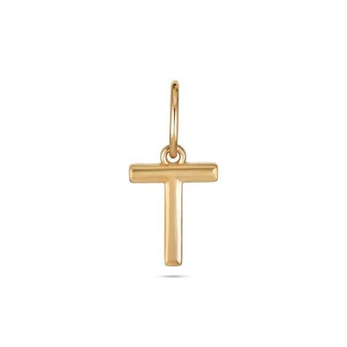 Stone and Strand 14K Yellow Gold Gold Initial Charm T Front Image