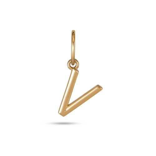 Stone and Strand 14K Yellow Gold Gold Initial Charm V Front Image