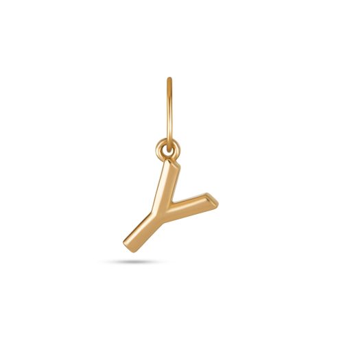 Stone and Strand 14K Yellow Gold Gold Initial Charm Y Front Image