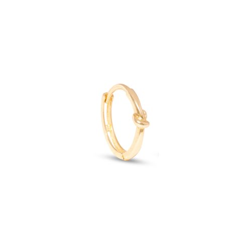 Stone and Strand 10K Yellow Gold Gold Knot Huggies Front Single Image