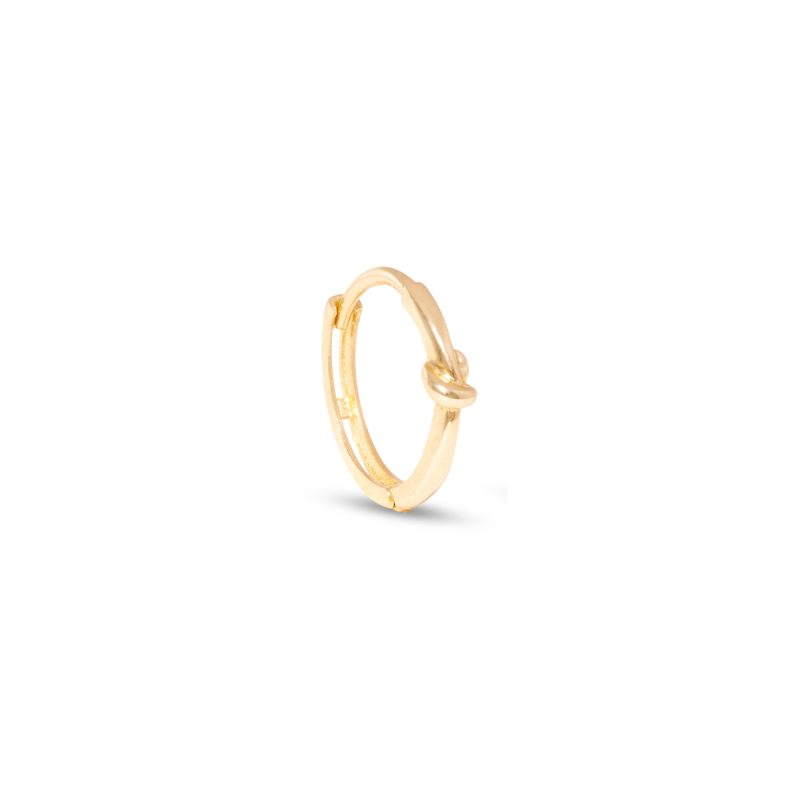 Stone and Strand 10K Yellow Gold Gold Knot Huggies Front Single Image