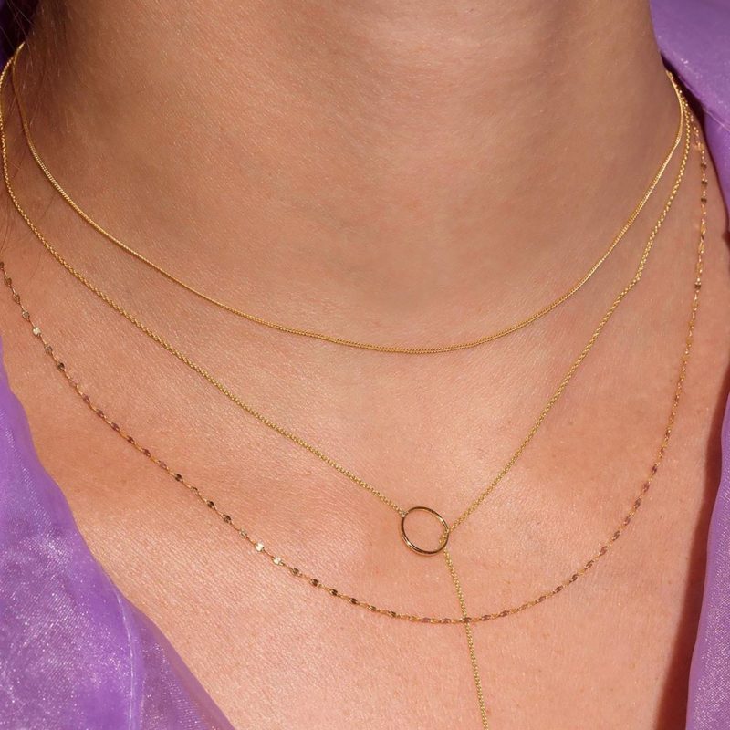 GOLD OPEN CIRCLE TOGGLE CHAIN LARIAT NECKLACE WEAR IT WITH