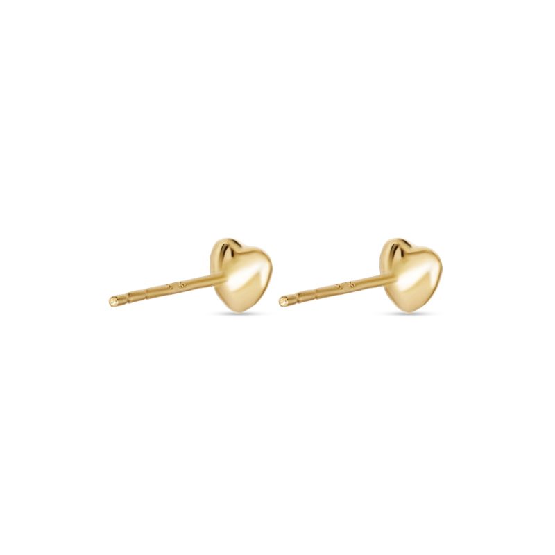 GOLD PUFFED HEART STUDS BACK