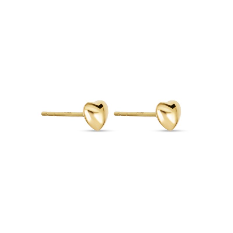 GOLD PUFFED HEART STUDS SIDE