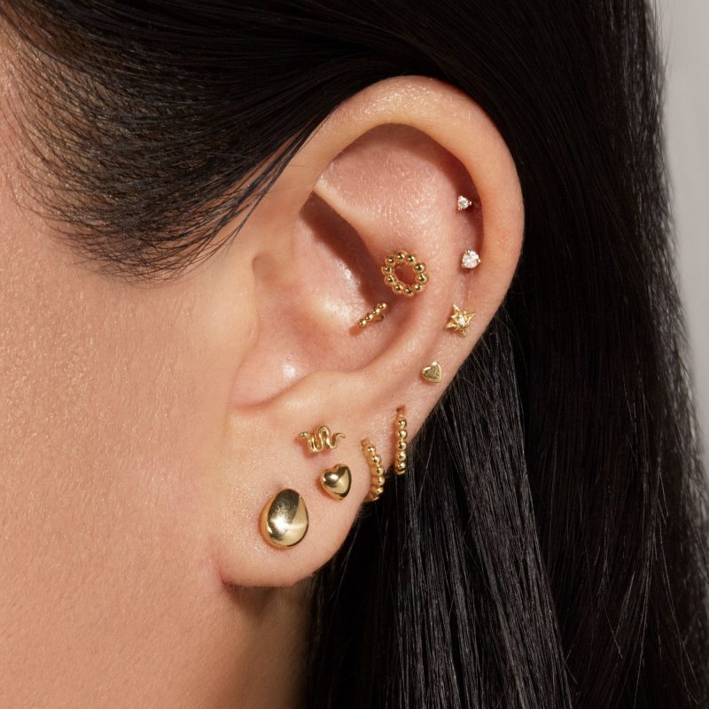 GOLD PUFFED HEART STUDS WEAR IT WITH