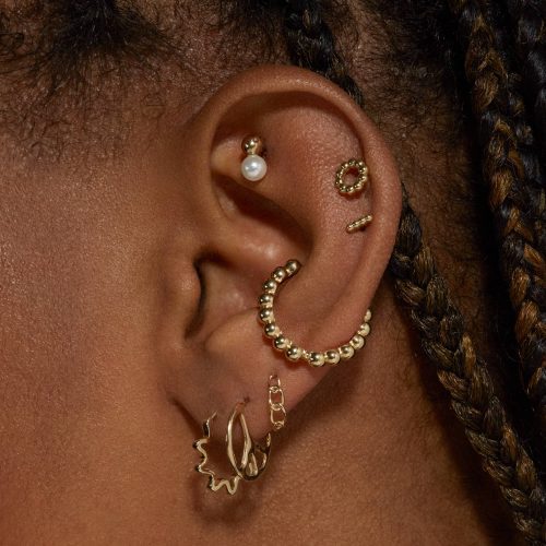 GOLD SCRIBBLE HOOPS WEAR IT WITH