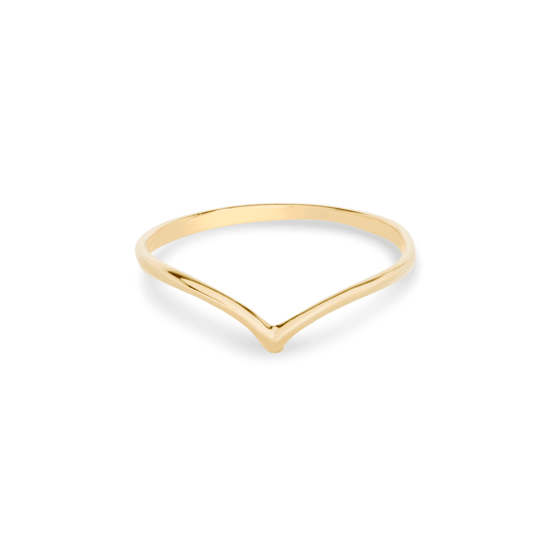 Stone and Strand 10K Yellow Gold Fine Gold V Ring Front Image