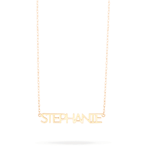 Stone and Strand 10K Yellow Gold Good Girl Name Necklace Close Up Image